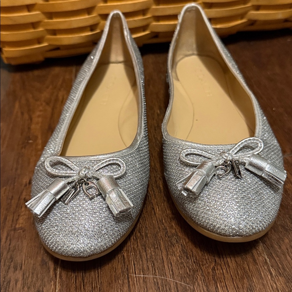 Coach Silver Sparkle Flats